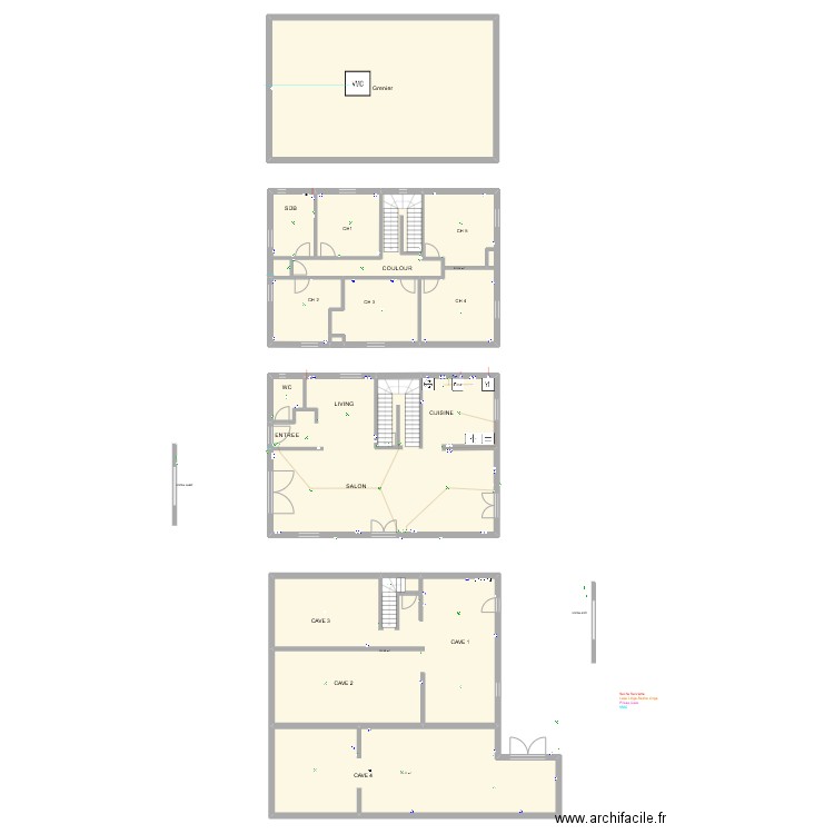 BLIN-BACHES. Plan de 12 pièces et 474 m2