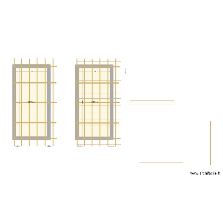 gvh. Plan de 2 pièces et 28 m2