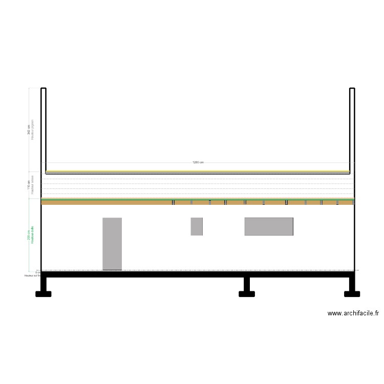 MAISON FACADE OUEST ETAGE. Plan de 2 pièces et 56 m2