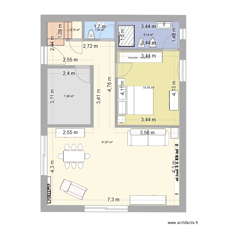 Gland. Plan de 6 pièces et 71 m2