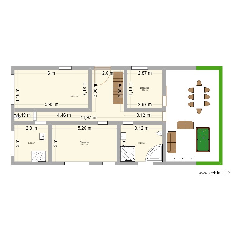Projet 1. Plan de 5 pièces et 80 m2