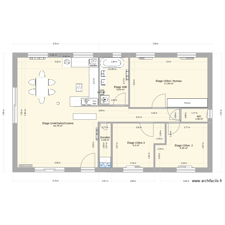 Etage CHAMBARD Charles V2910. Plan de 15 pièces et 205 m2