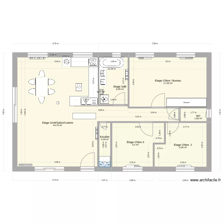 Etage CHAMBARD Charles V2910. Plan de 