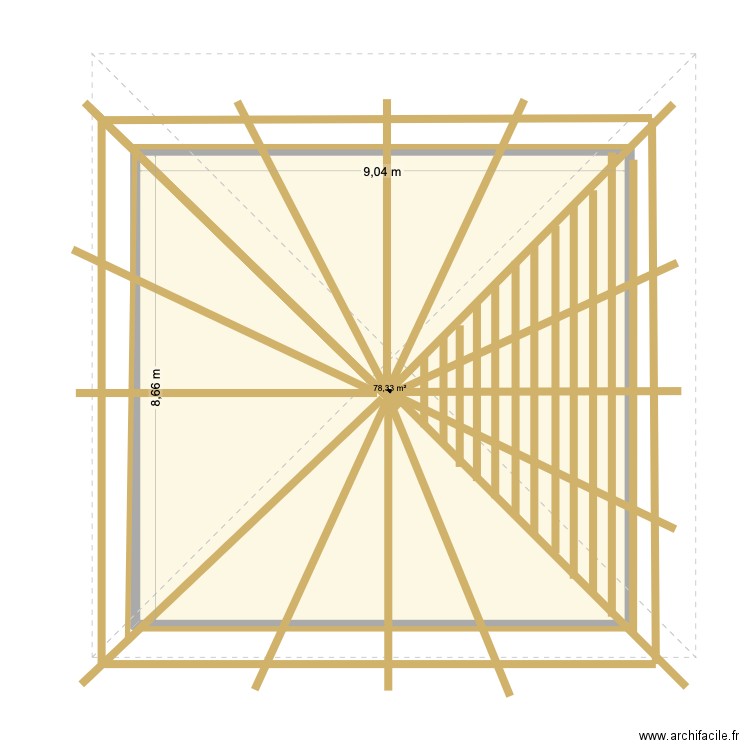 toit. Plan de 1 pièce et 78 m2