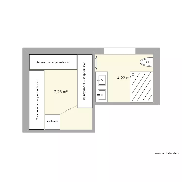 Plan &eacute;tage 3. Plan de 2  et 11 m²