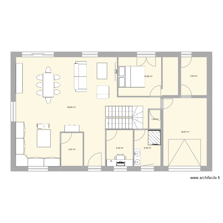 maison 2. Plan de 8 pièces et 112 m2