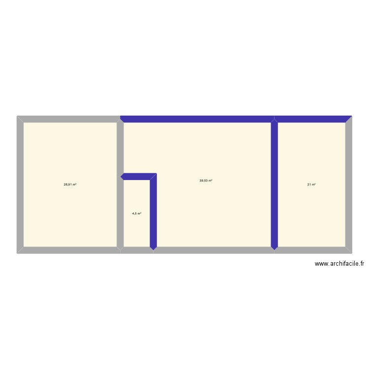 gros_oeuvre. Plan de 4 pièces et 94 m2