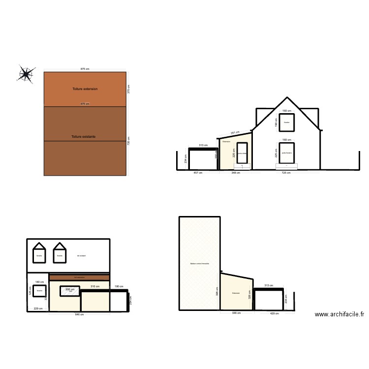 plan toiture. Plan de 19 pièces et 195 m2