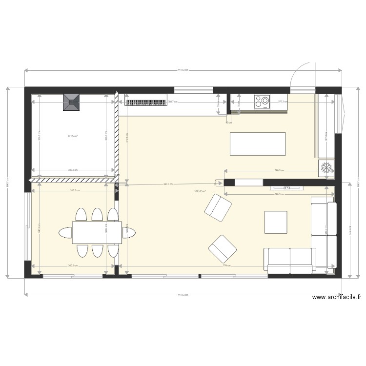 GMotte7. Plan de 2 pièces et 69 m2