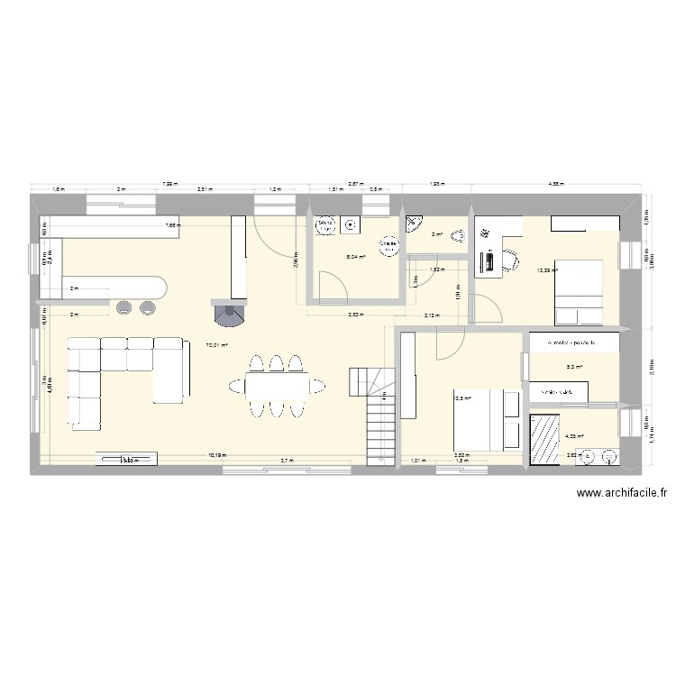 plan rdc. Plan de 7 pièces et 115 m2