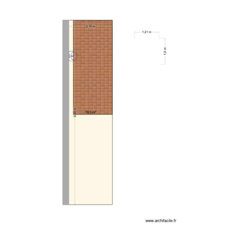 Toit &agrave; ajouter sur le long. Plan de 1  et 20 m²
