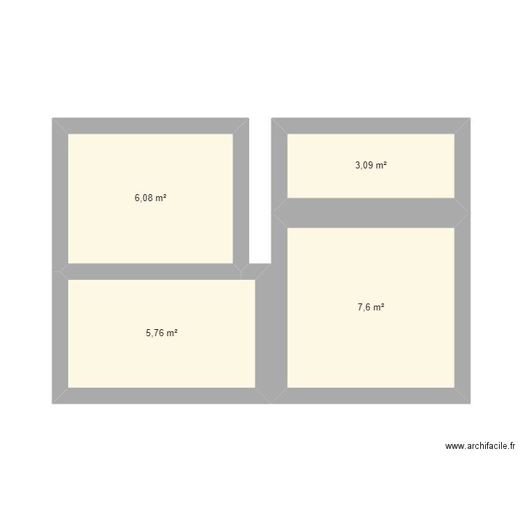 Huaral chambres. Plan de 4 pièces et 23 m2