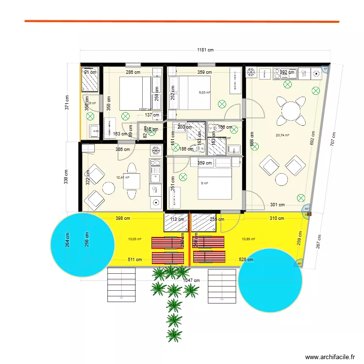 Popotte Steph 19 mars 26 electrique. Plan de 10  et 100 m²