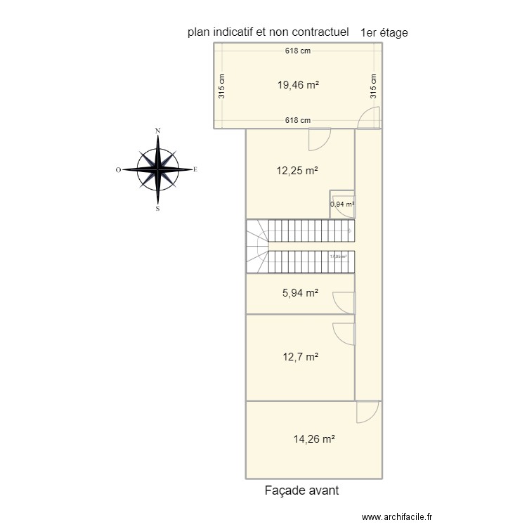 daparé 1er étage. Plan de 7 pièces et 84 m2