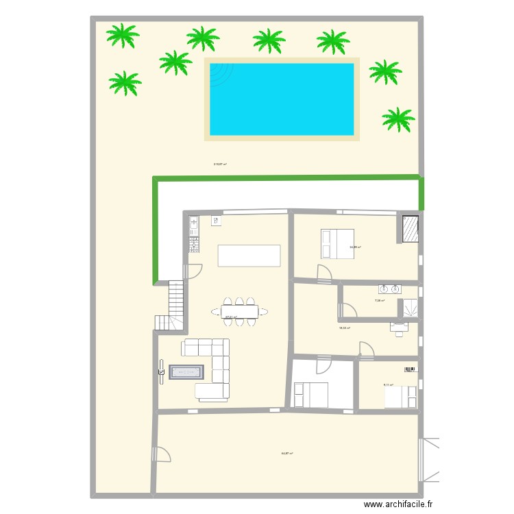 maison. Plan de 5 pièces et 53 m2