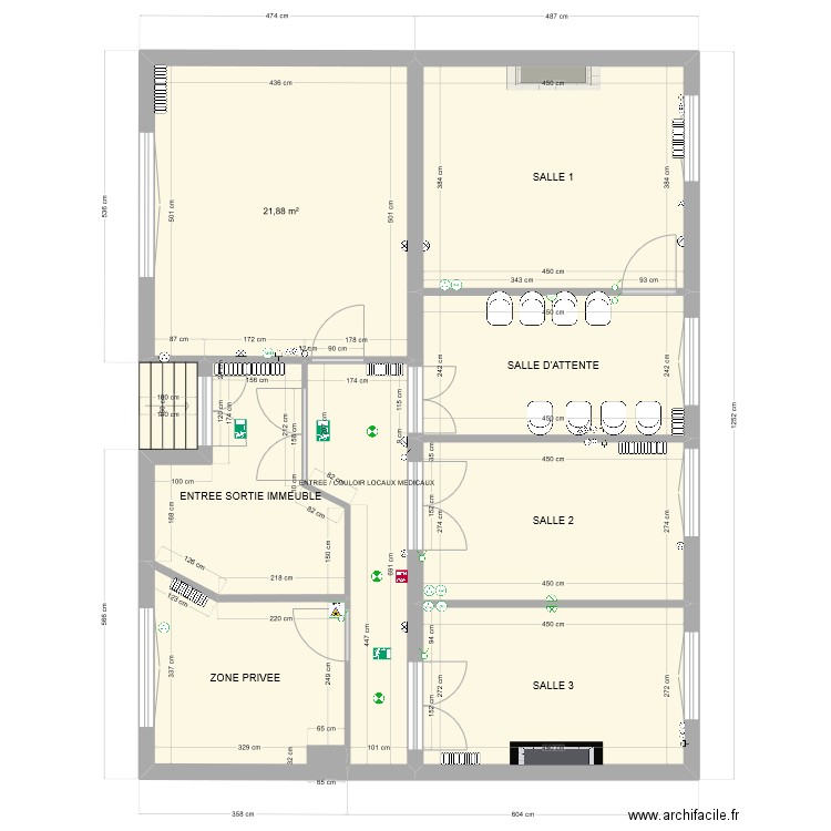 CABINET MEDICAL 23 ST AMBROISE MELUNx. Plan de 8 pièces et 102 m2