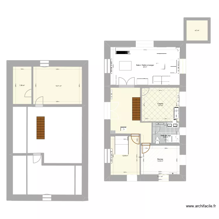 Bergeriemc. Plan de 10  et 104 m²
