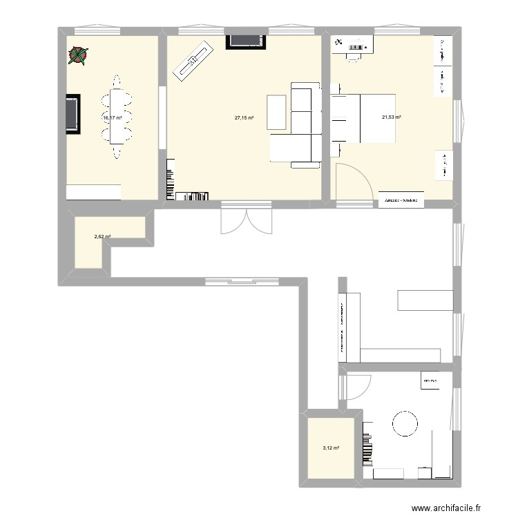 Eglantine. Plan de 5 pièces et 71 m2