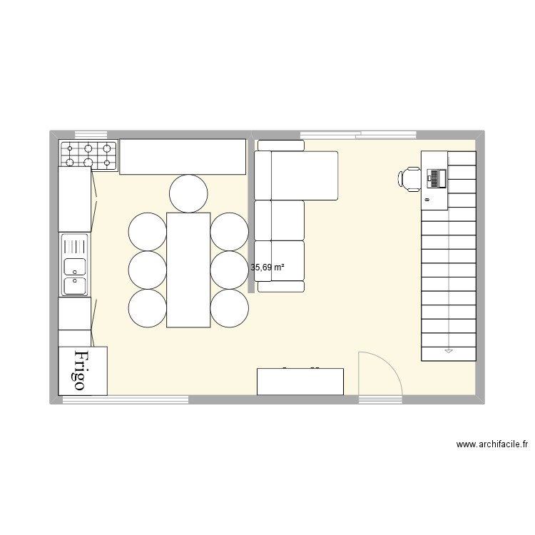 Grainville RDC04. Plan de 1 pièce et 36 m2