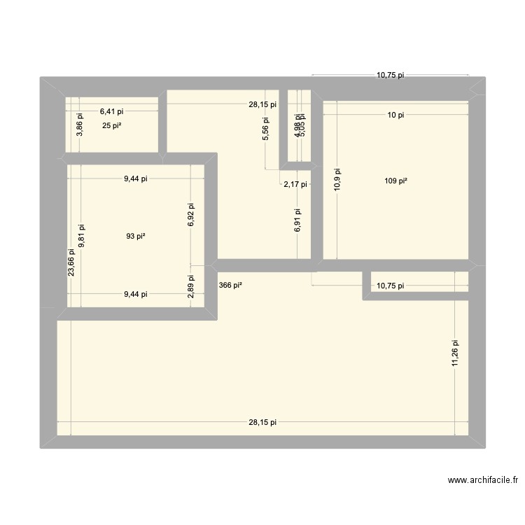 app2. Plan de 4 pièces et 70 m2