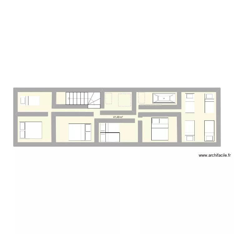 gite. Plan de 1  et 41 m²