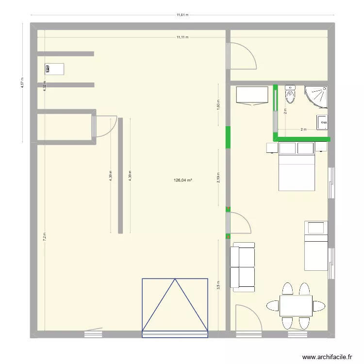 Sous sol avant modification. Plan de 1 et 126 m² Sous sol avant modification. Plan de 1 et 126 m²