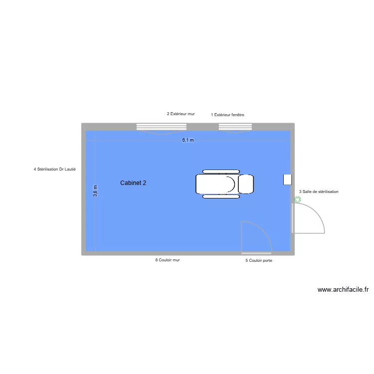50507 Cabinet 2. Plan de 1  et 22 m²