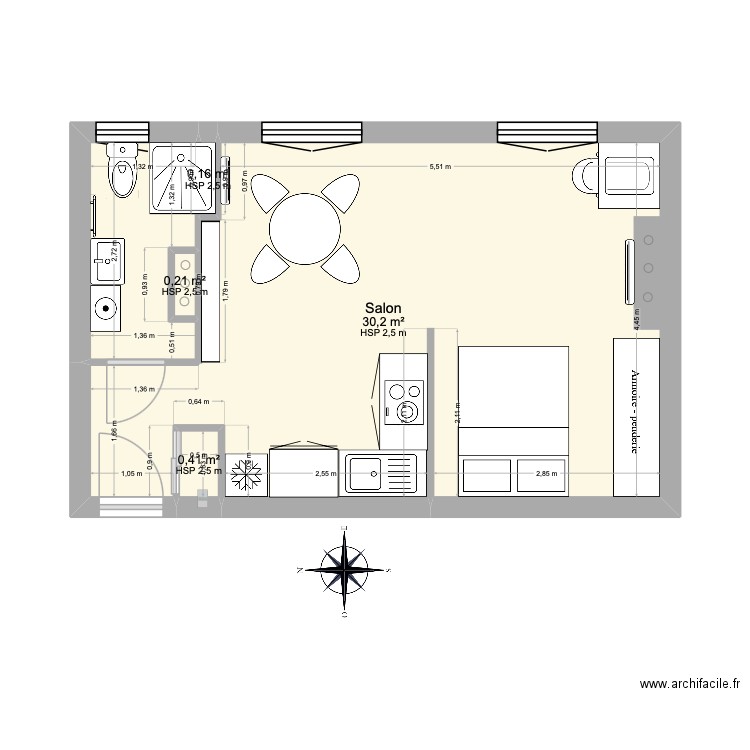 Appartement Rochechouart. Plan de 4 pièces et 31 m2