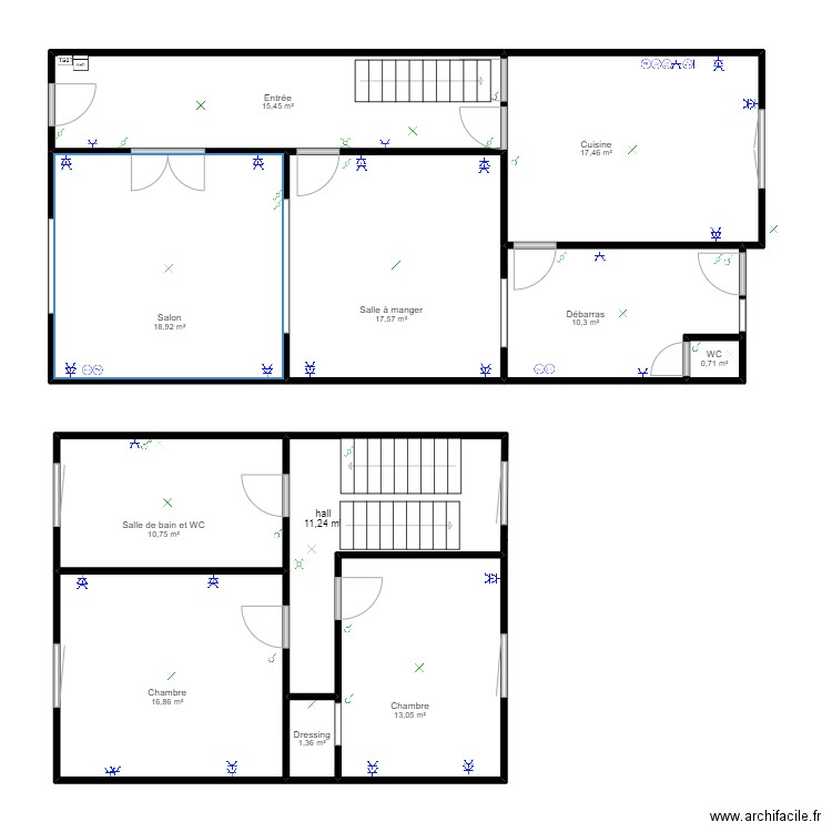 titti. Plan de 10 pièces et 122 m2