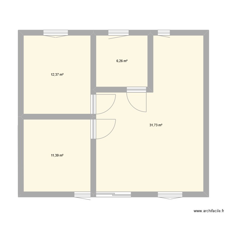 Gite Damien. Plan de 4 pièces et 62 m2