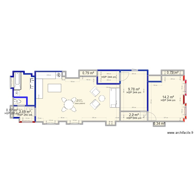 Capuin-renov. Plan de 13 pièces et 74 m2