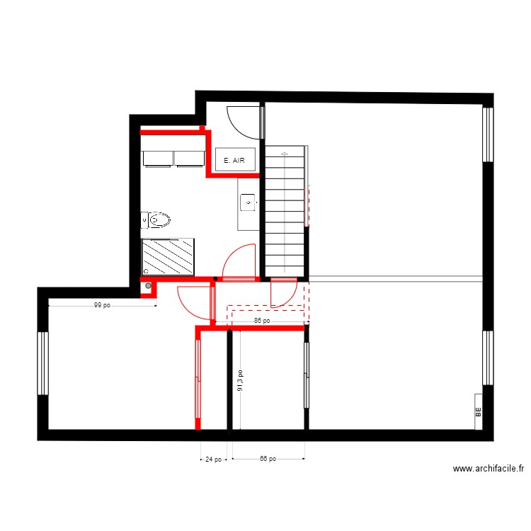 Line Girard 5. Plan de 1 pièce et 65 m2