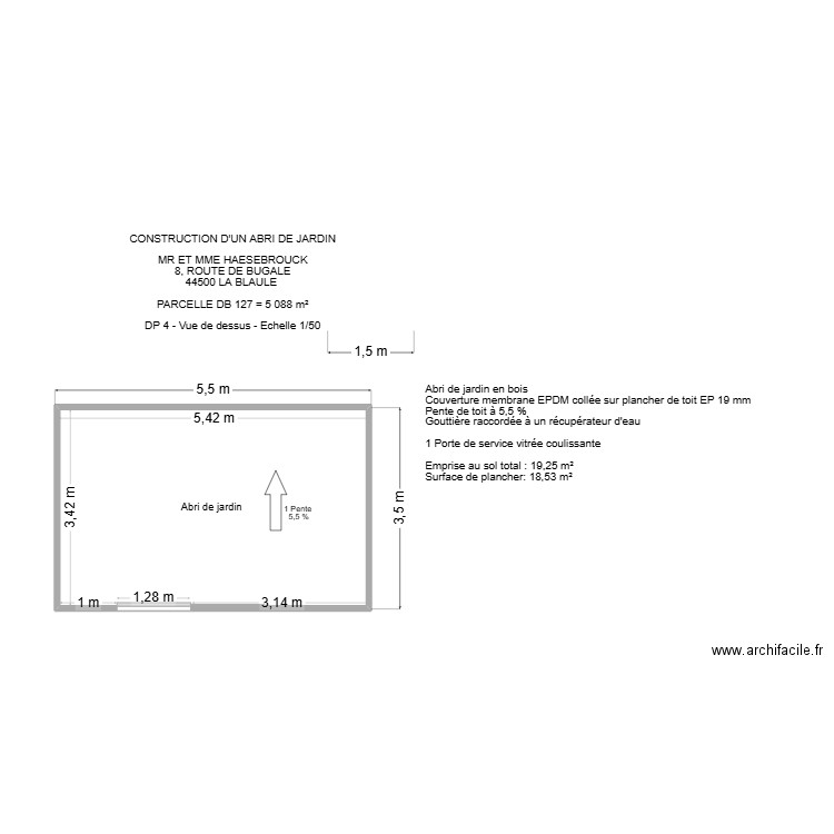 DP 4 HAESEBROUCK 2. Plan de 1 pièce et 18 m2