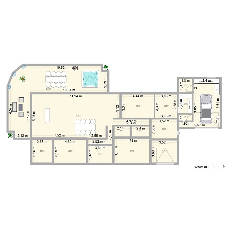 maison. Plan de 16 pièces et 272 m2