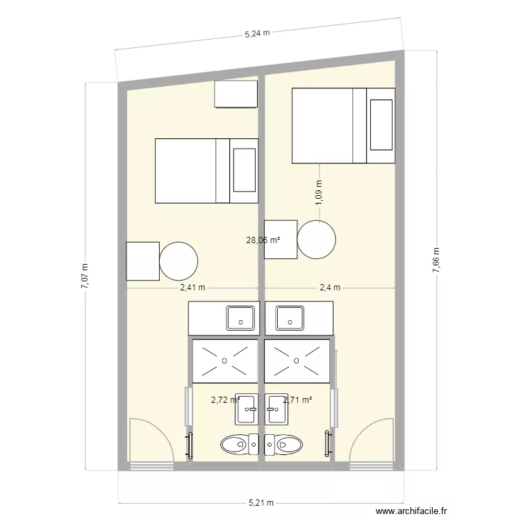 Guillot 1. Plan de 3  et 33 m²