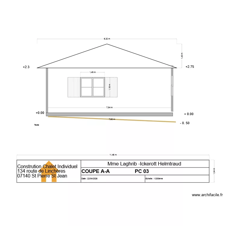AA PLAN DE COUPE. Plan de 