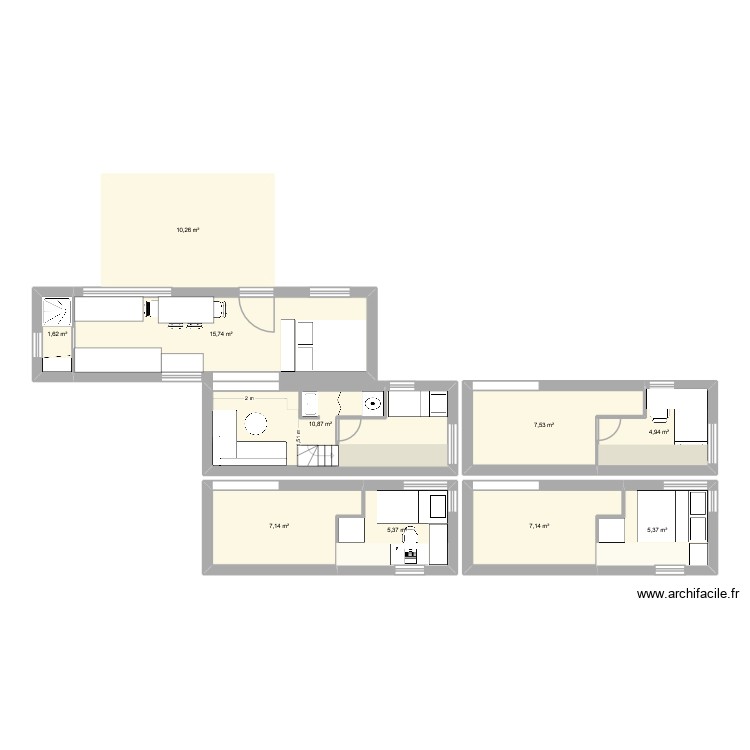 extension 1 (parall&egrave;le derri&egrave;re). Plan de 0 pièce et 0 m2