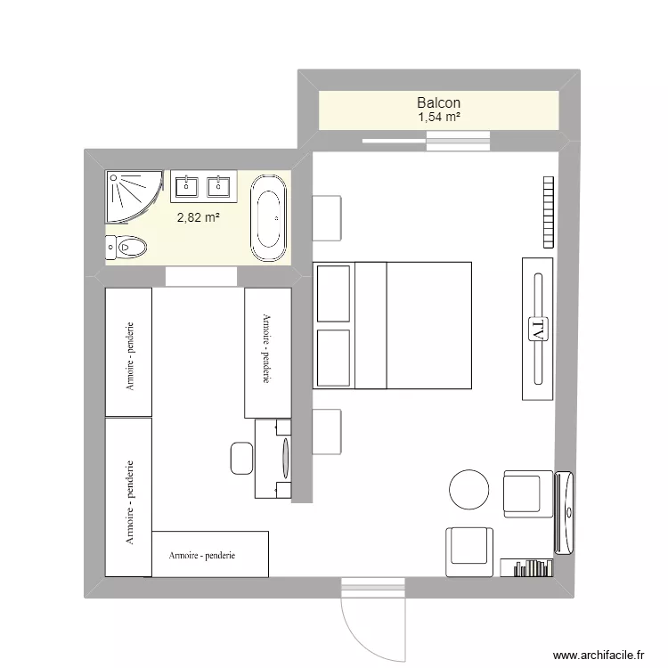 chambre parentale. Plan de 