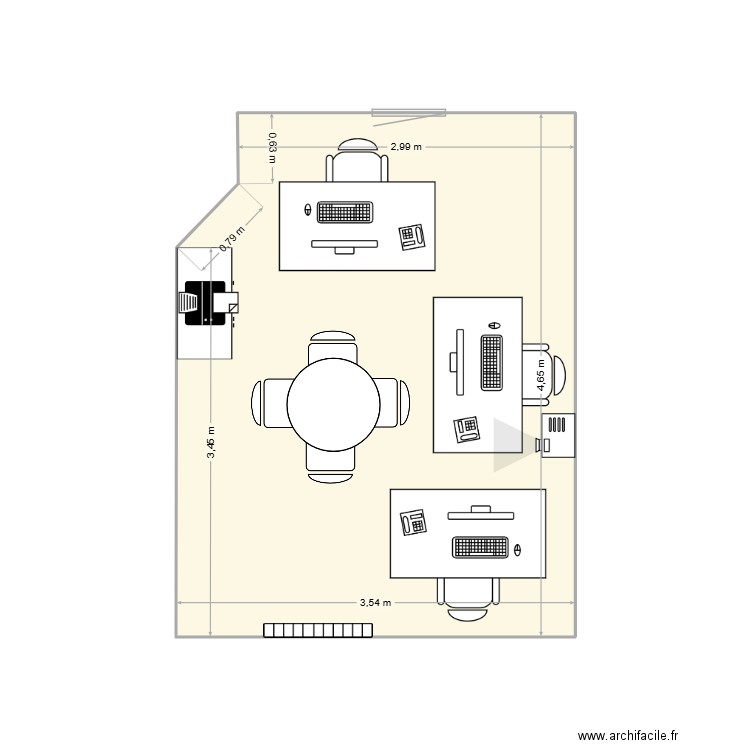 Bureau DFC 2. Plan de 1 pièce et 16 m2