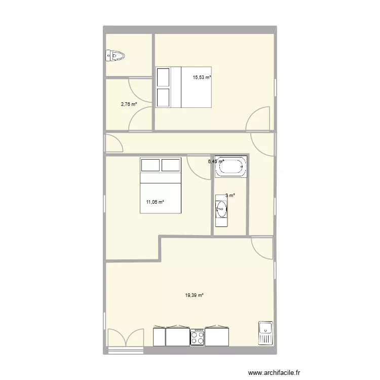 Brahim. Plan de 6 et 58 m² Brahim. Plan de 6 et 58 m²