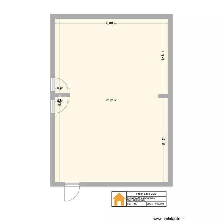 Salle ULIS de Gouges v.2. Plan de 2 et 74 m² Salle ULIS de Gouges v.2. Plan de 2 et 74 m²