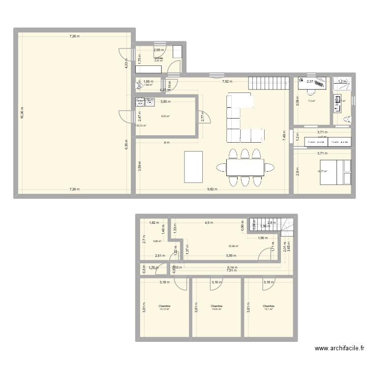 Future maison. Plan de 14 pièces et 248 m2