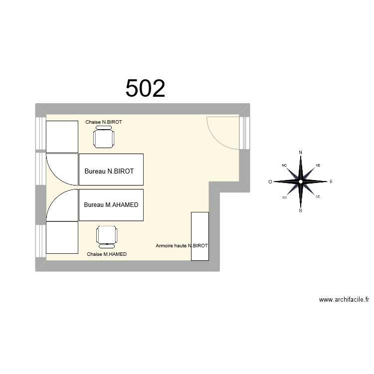 Bureau 502. Plan de 1 pièce et 16 m2
