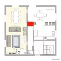 plan scenario 2 - 1 grand s&eacute;jour et 1 grande cuisine