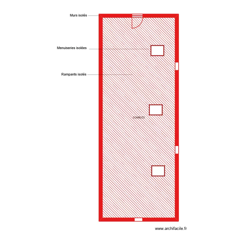 DENIS Julien combles sc&eacute;nario 3. Plan de 1  et 80 m²
