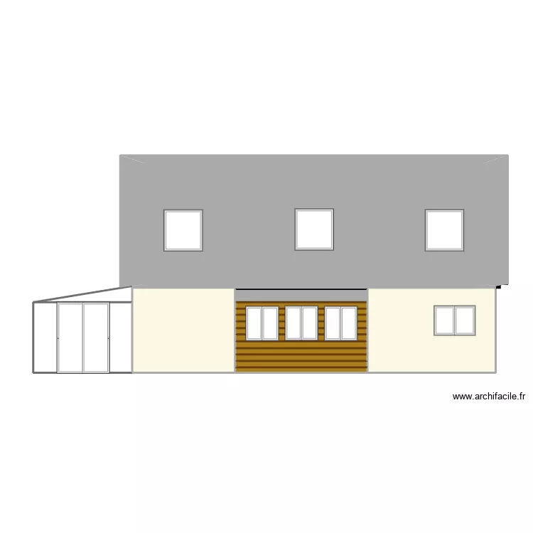 Plan fa&ccedil;ade est + annexe. Plan de 