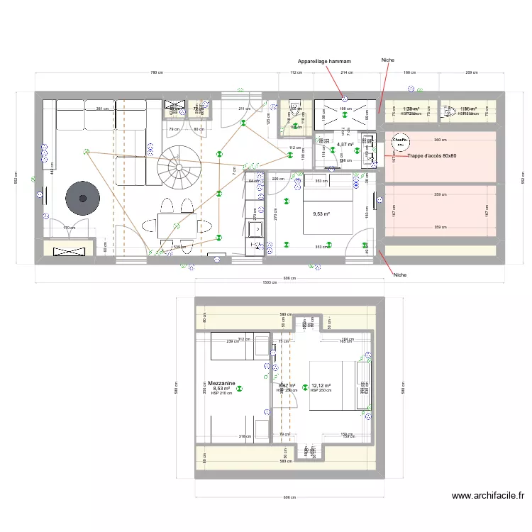 Plan g&icirc;te Grand Caugy. Plan de 
