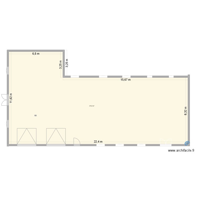 prevision fini. Plan de 1 pièce et 210 m2