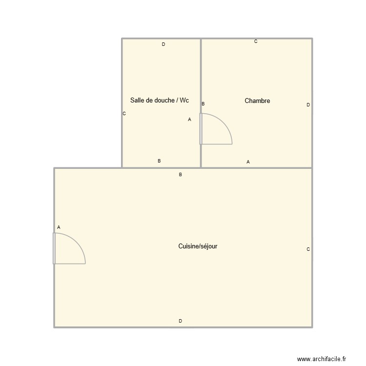 761300384. Plan de 3 pièces et 44 m2