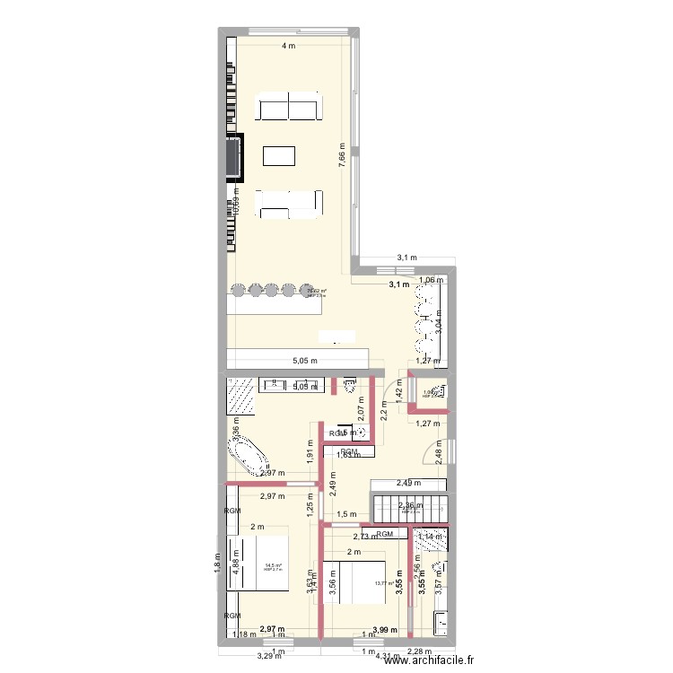 st michel Shell3. Plan de 5 pièces et 108 m2